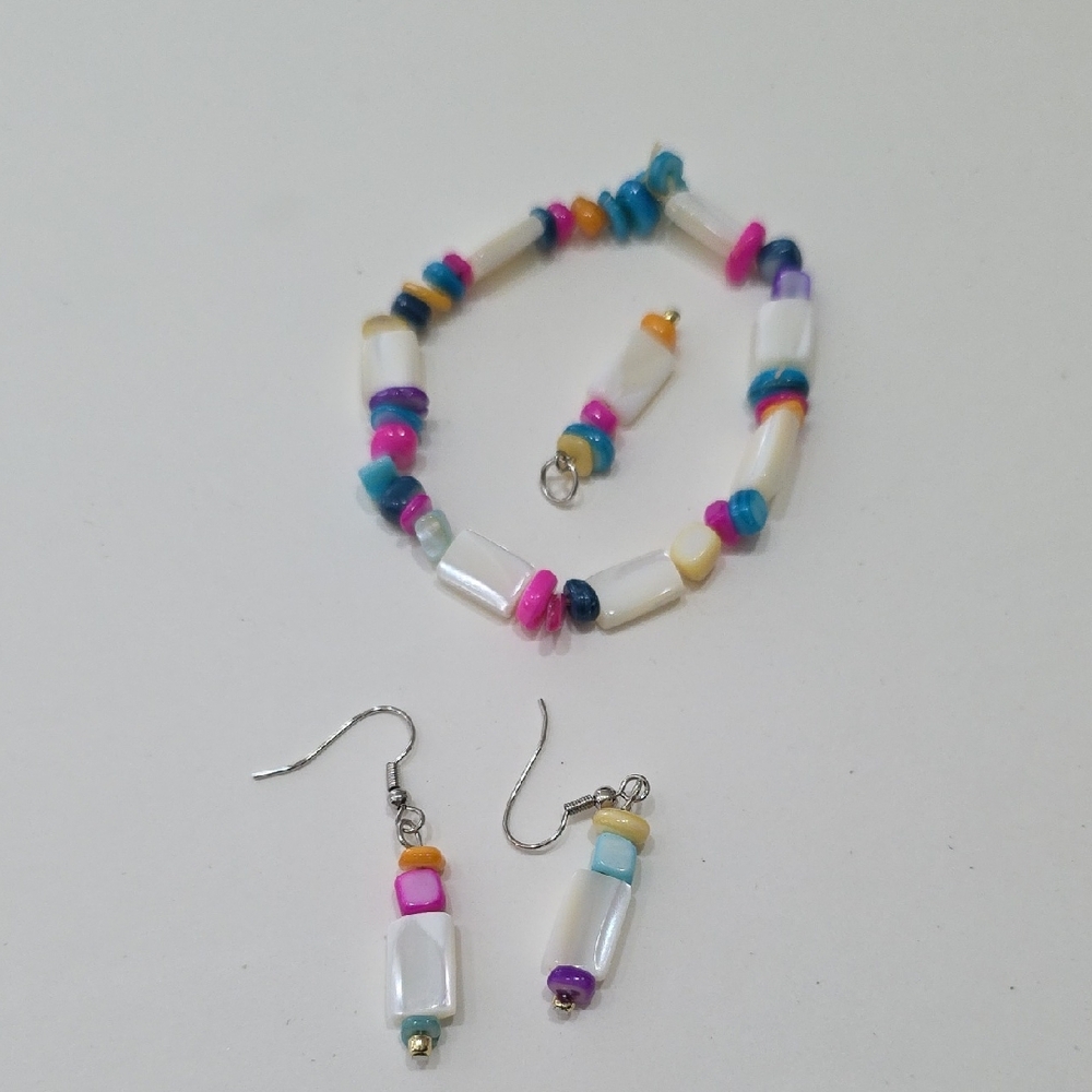 Multicolor Beaded Bracelet and Earring Set